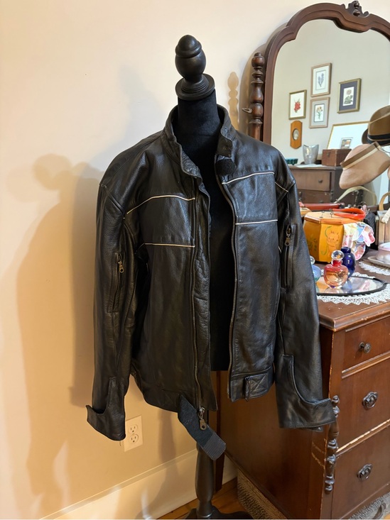Xelement Other - Men's Black Leather Jacket - Classic Biker Style
